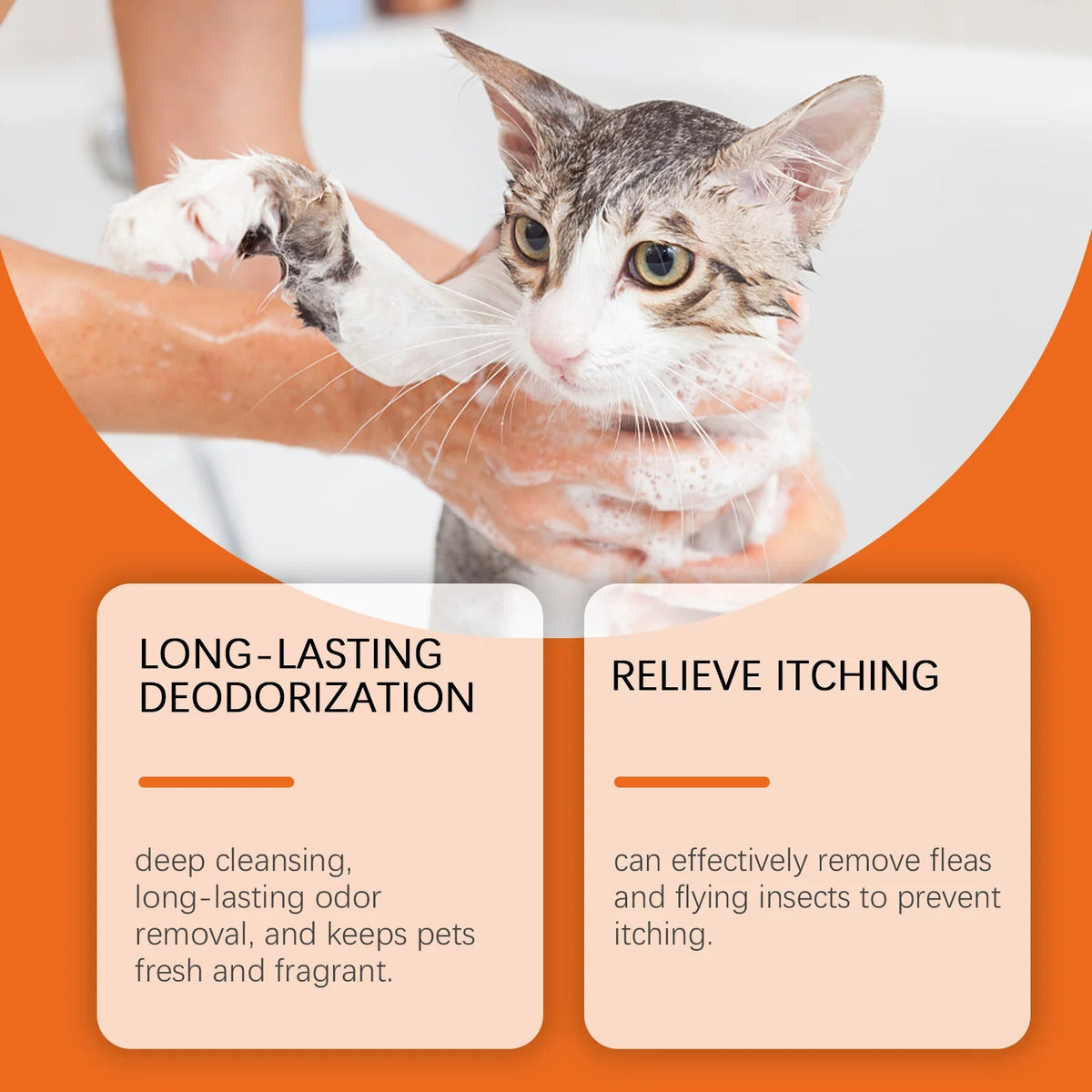 Pet Long-Lasting Odor Removal Shampoo Cleans Pet Hair Odor Fluffy Removes Fleas Flying Insects Prevent Itching Softening Shampoo