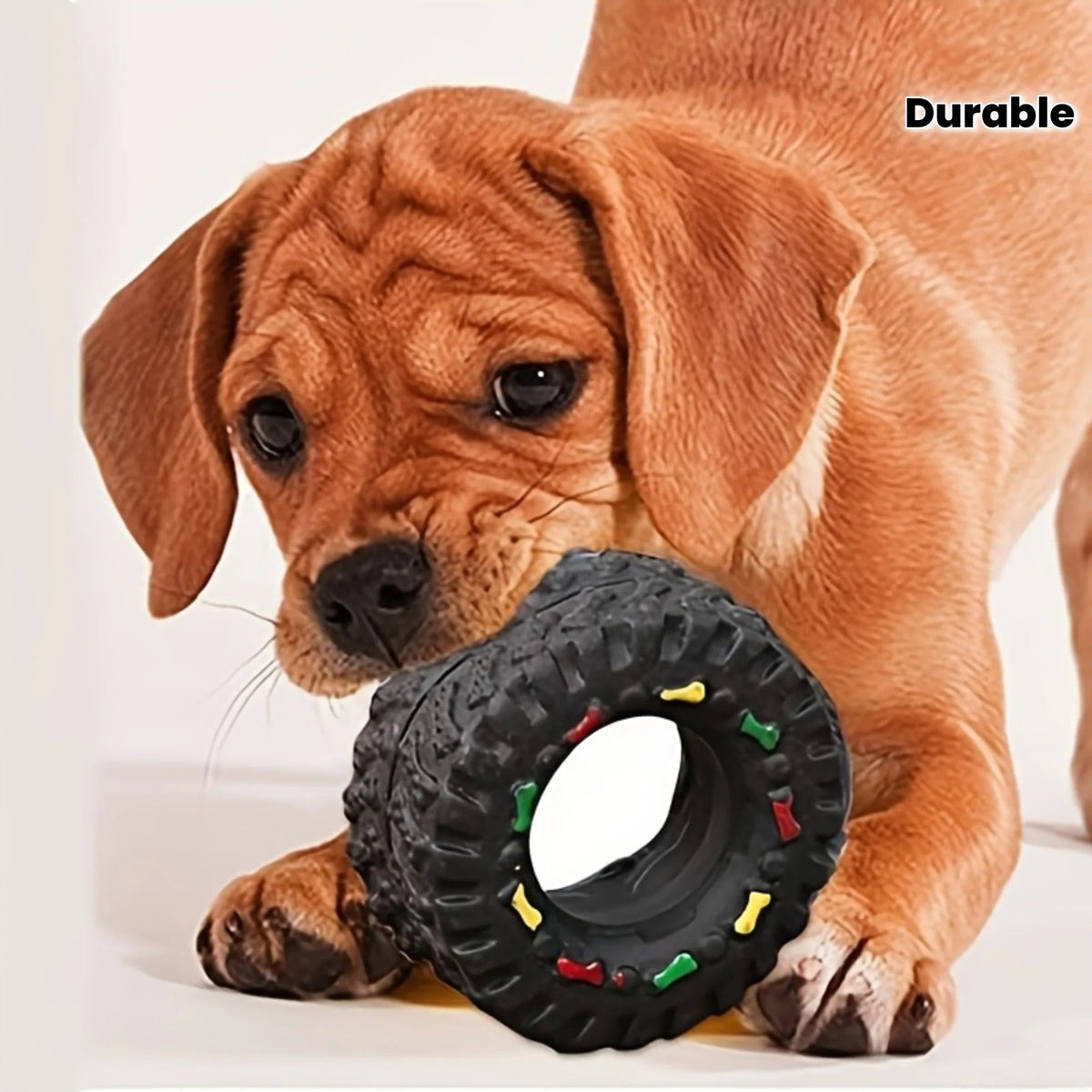 1pc Durable Dog Chew Wheel Toy Chew-Resistant Interactive Sound Teeth Training