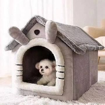 All Season Dog House Style Bed - Removable Washable Pet Bed for Small Dogs Teddy