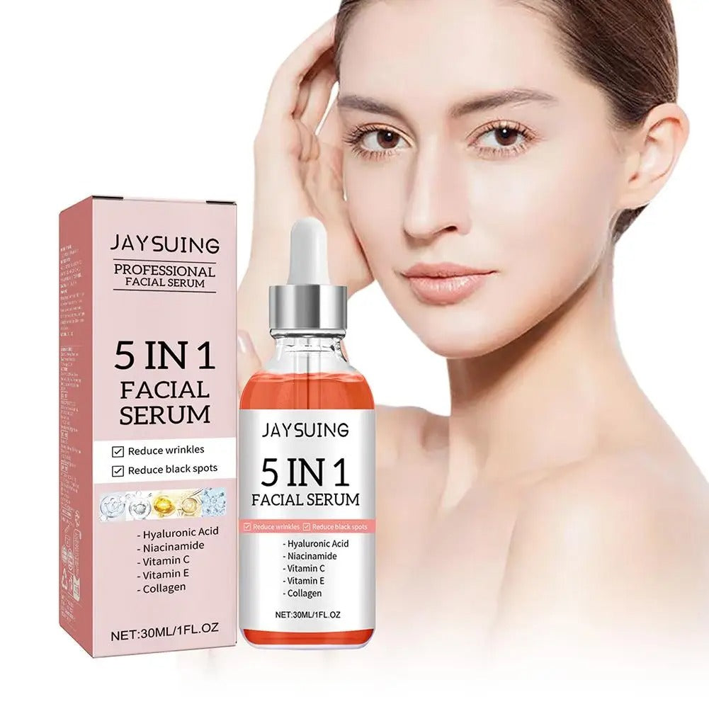 5 In 1 Fade Fine Lines Firming Face Serum Moisturizing Brightening Vitamin C Hyaluronic Acid Facial Serum Shrink Pores Skin Care