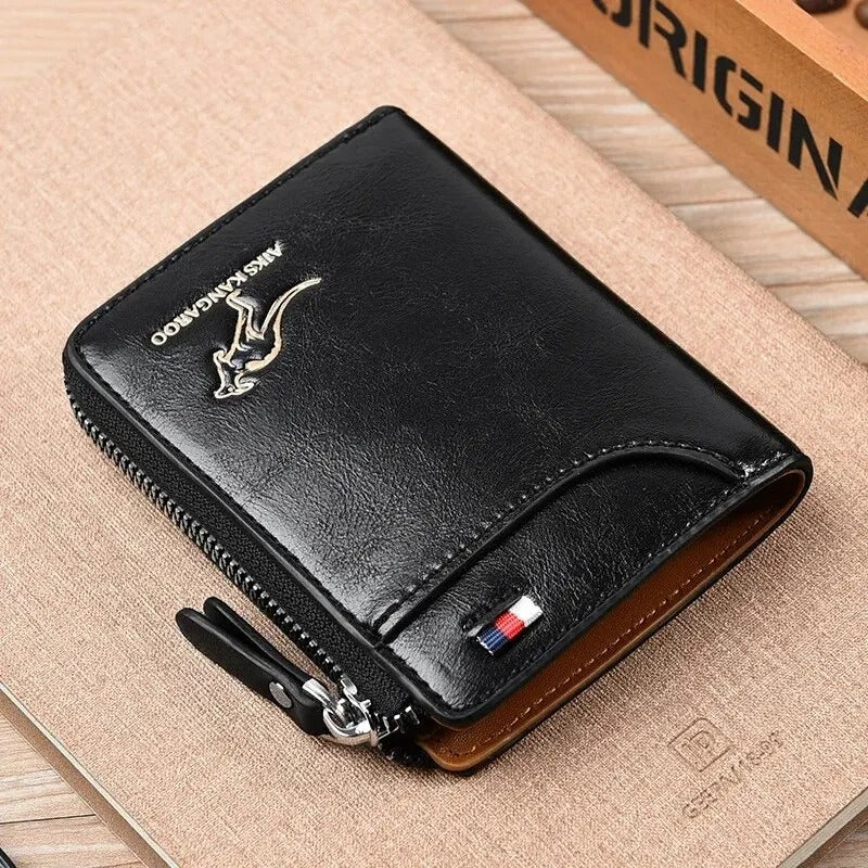 Mens Wallet Leather Business Card Holder Zipper Purse Luxury Wallets for Men